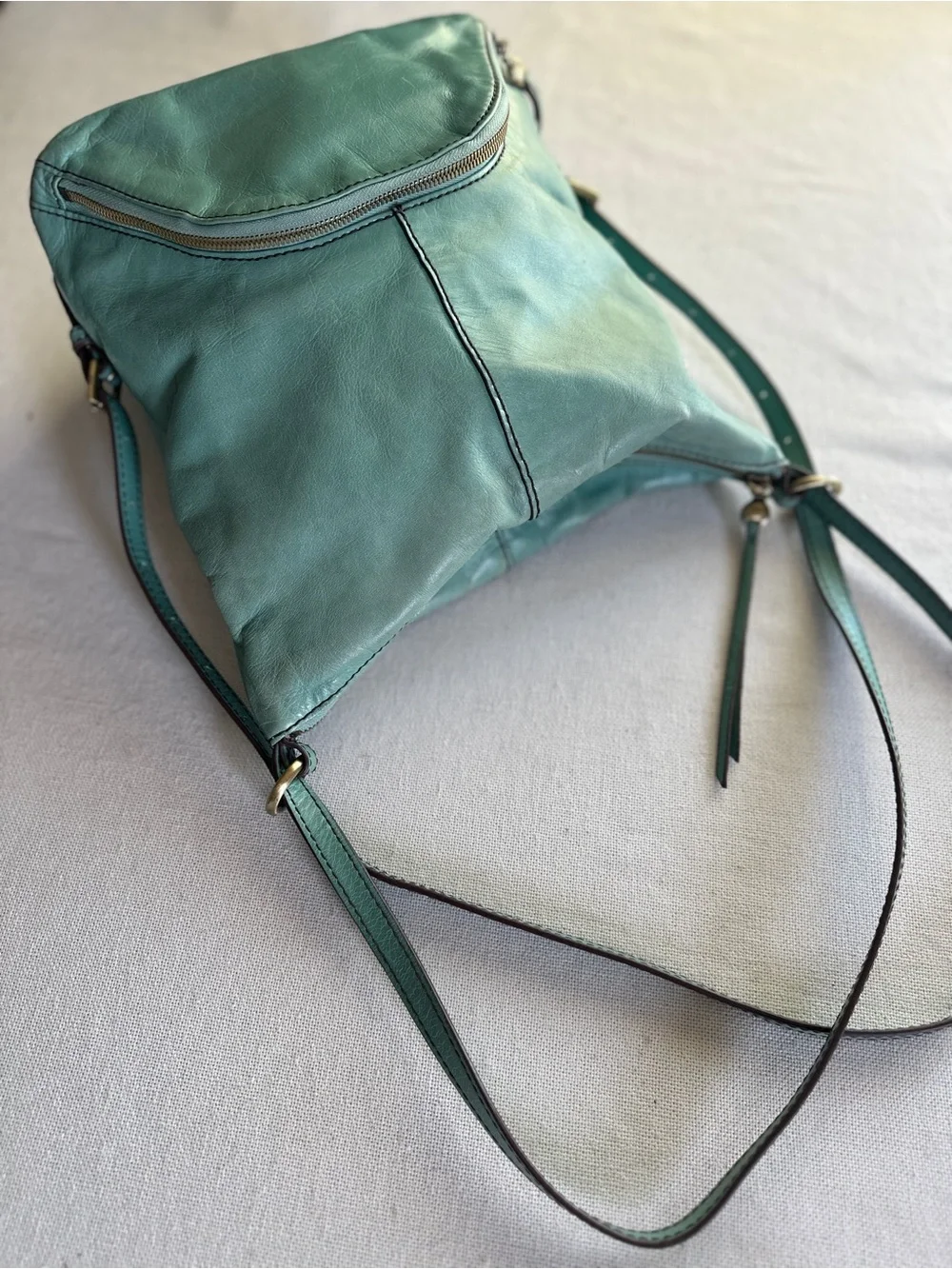 HOBO Verse Leather Convertible Backpack Shoulder Bag in Seafoam